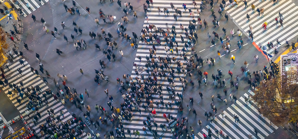 People Walking Aerial